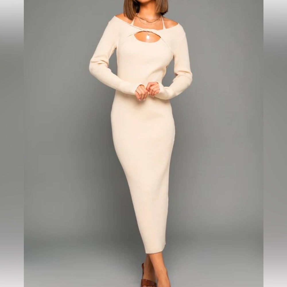 NEW Double Layer Knit MIDI Dress